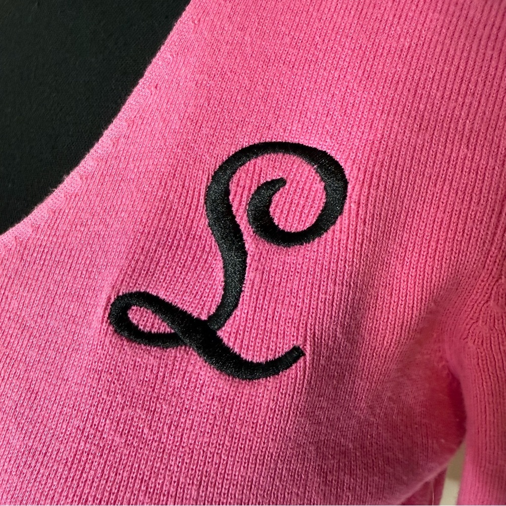 DESIGNERS ORIGINALS PETITE Pink V Neck Knit Pullover Sweater L Embroidered Small - Picture 5 of 10